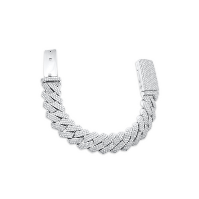 Iced Out Cuban Link Diamond Bracelet in 10K White Gold - 18mm