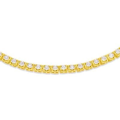 Diamond Tennis Chain For Mens (4.00CT) in 10K Yellow Gold - 6mm (20 inches)