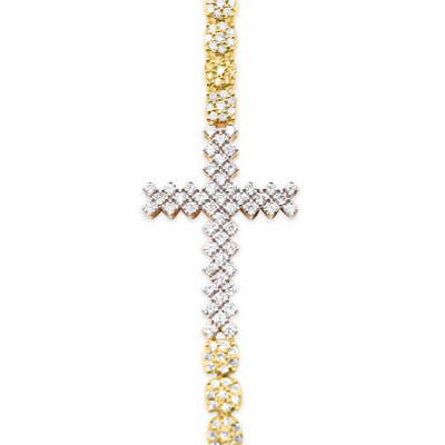 Cross Shape Diamond Tennis Bracelet (3.75CT) in 10K Gold - 4.5mm
