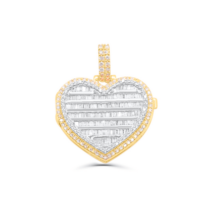 Heart Baguette Diamond Pendant (4.00CT) in 10K Gold