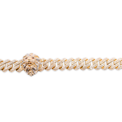 Lion Face Cuban Link Diamond Bracelet (4.20CTW) in 10K Gold - 8.5mm