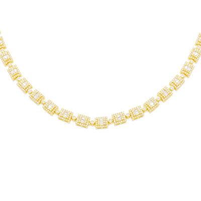 Baguette Diamond Link Chain (12.50CT) in 10K Gold - 7mm (22 Inches)