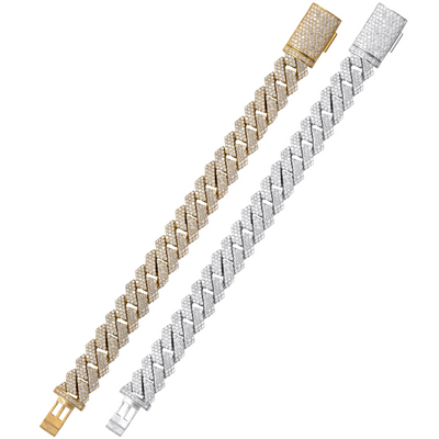 Iced Out Cuban Prong Diamond Bracelet (7CT) in 10K Gold (Yellow or White) - 10mm