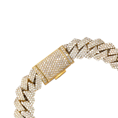 Iced Out Cuban Prong Diamond Bracelet (7CT) in 10K Gold (White or Yellow) - 10mm