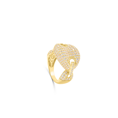 Mariner Link Diamond Cluster Men's Pinky Ring in 14K Gold - Size 7 to 12