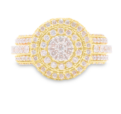 Round Shape Diamond Cluster Men's Pinky Ring (3.00CT) in 10K Gold - Size 7 to 12