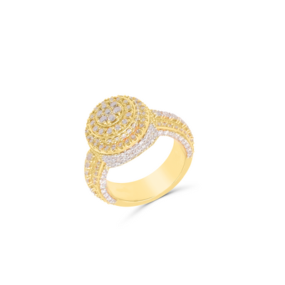 Round Shape Diamond Cluster Men's Pinky Ring (3.00CT) in 10K Gold - Size 7 to 12