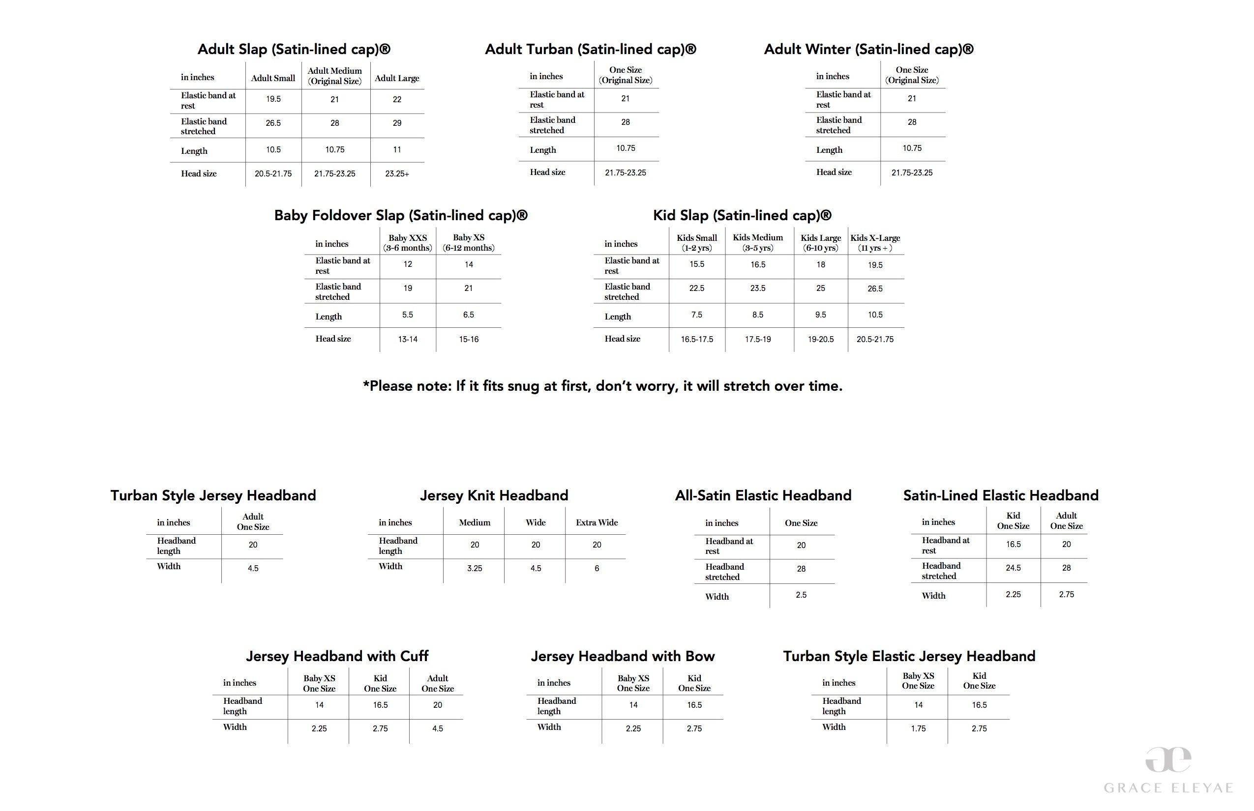 grace eleyae sizing guide