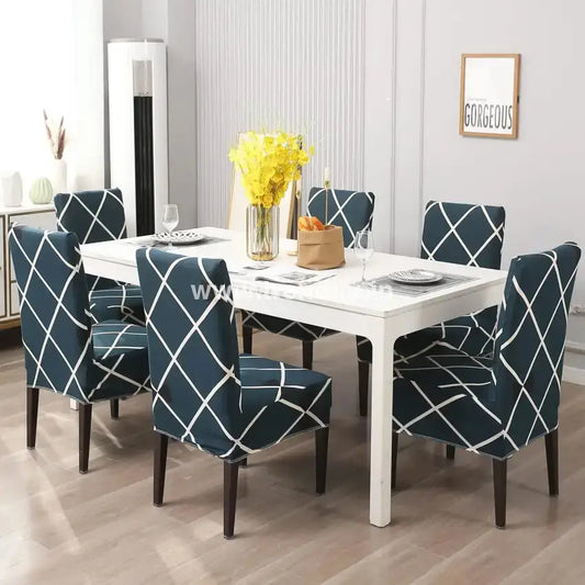 Trendily Stretchable Chair Covers Cross Blue 1 Pc