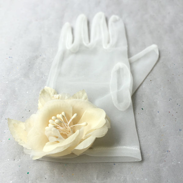 off white wedding gloves