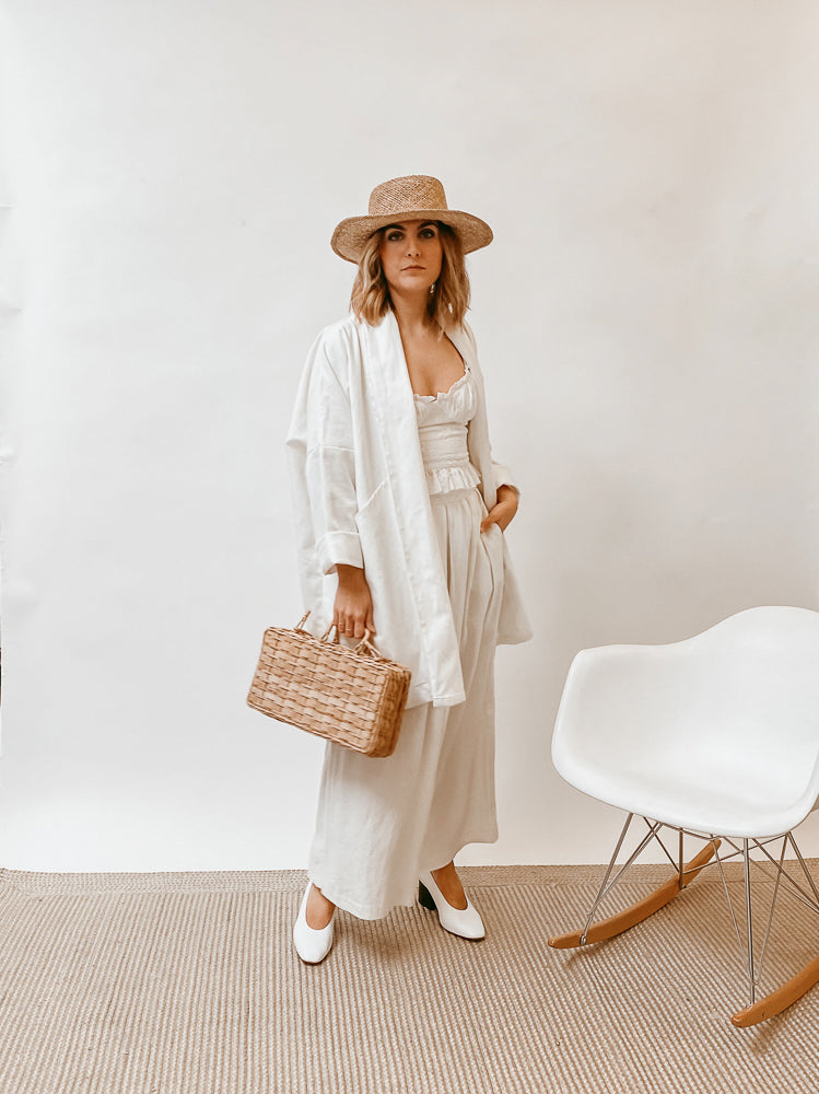 Womens Organic Cotton Kimono Jacket in White 