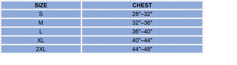 Body Glove Comp Life Vest Size Chart