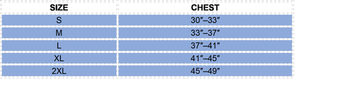 body glove CGA life vest size chart