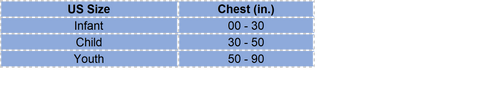 o'neill life vest size chart for youth vests