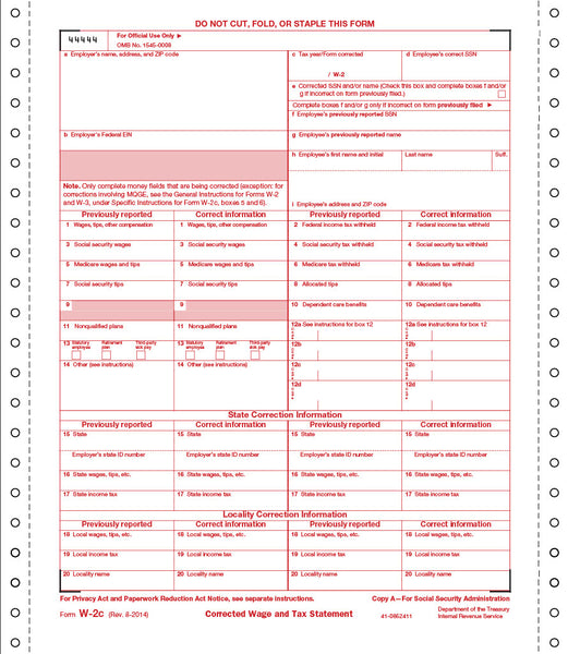 W 2c W 2 Correction Form 6 Part W 7663