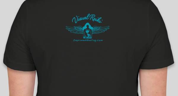 Visual Reiki logo on back of shirt