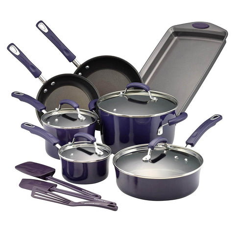 Rachael Ray 14-Piece Cookware Set - Purple Gradient