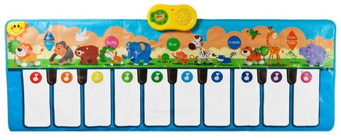 Jumbo Sized Animal Carnival Musical Playmat, 3 modes to play, 10 cheerful children's songs, 10 Flashing LED lights, and 10 large Piano Touch Sensitive Keys, Tons of Fun, Great for Kids and Toddlers 