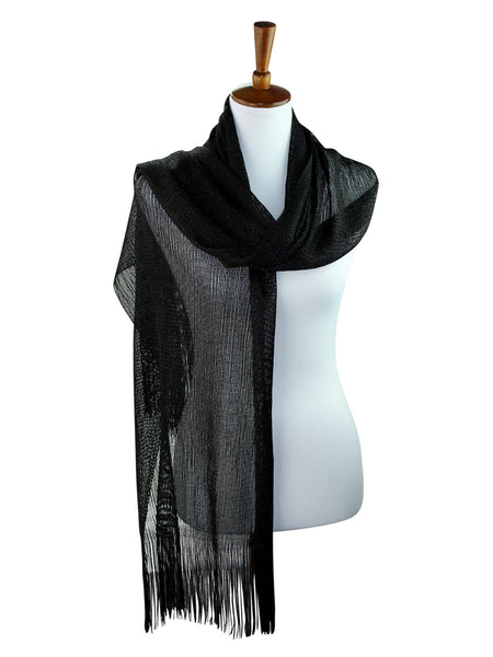 Black Embroidered Mesh Infinity Scarf