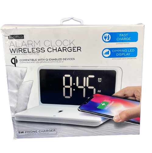iWorld - Alarm Clock and Wireless Fast Charger - White