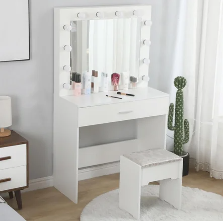 Vanity Set Dressing Table Stool With Lighted Mirror (Contains only the Mirror from this Set)