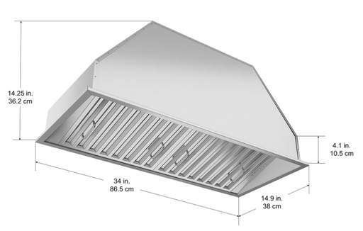 Ancona AN-1366 Pro Insert 34 in. Range Hood with LED lights