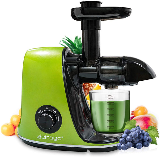CIRAGO Juicer Machines, Slow Masticating Juicer Extractor Two Speed Adjustment, Easy to Clean, Quiet Motor, Cold Press Juicer for Vegetables and Fruits,