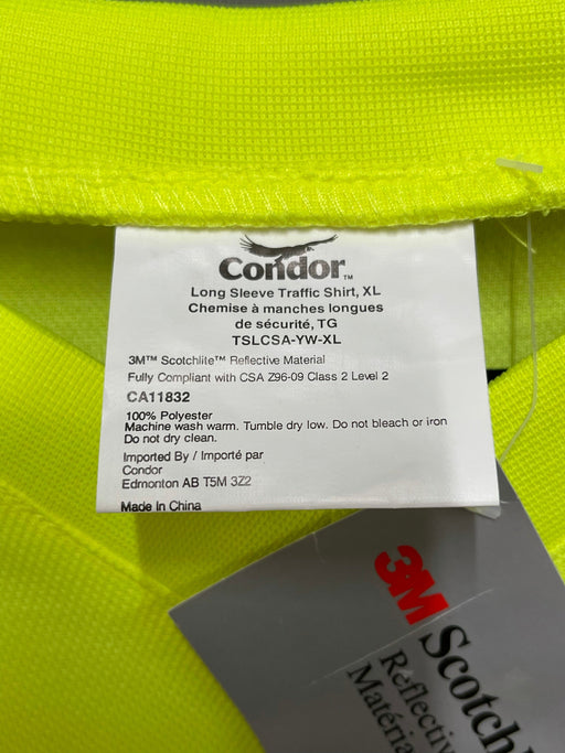 CONDOR HI-VIS L/S SHIRT, YELLOW - XL