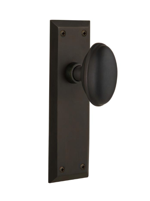 Nostalgic Warehouse New York Plate Single Dummy Homestead Door Knob in Oil-Rubbed Bronze