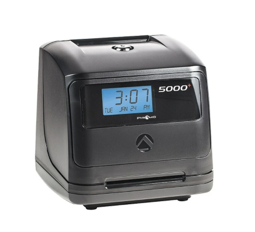 Pyramid Time Systems 5000 Series 100 Employee Auto Totaling Manual Punch Time Clock, Black *AS IS - SEE CONDITIONS*