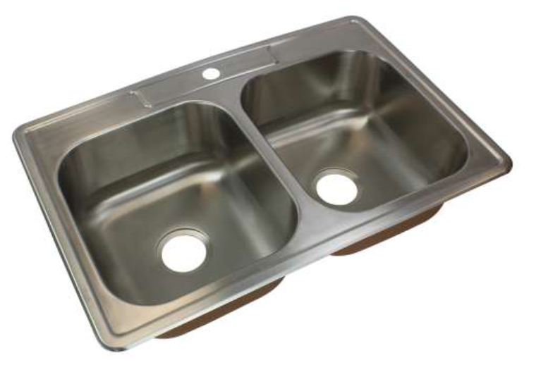 Transolid Classic 33in X 22in 18 Gauge Drop-In Double Bowl Kitchen Sink