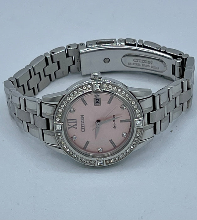 Ladies' Citizen Eco-Drive® Crystal Watch with Pink Dial