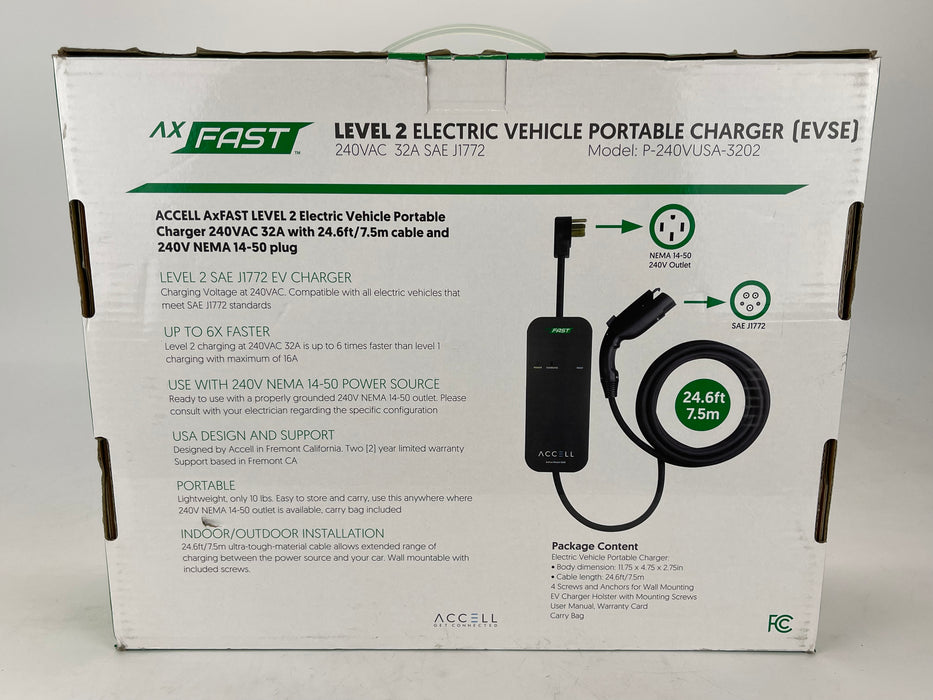 AxFAST Accell 3202 32Amp Level 2 Portable Electric Vehicle Charger
