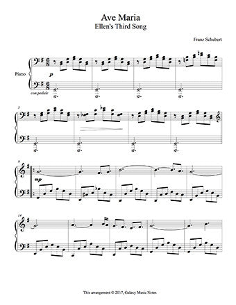 Ave Maria Schubert Ellens Gesang Iii Advanced Piano Solo Sheet