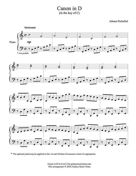 Canon in D Easy solo sheet music | Pachelbel