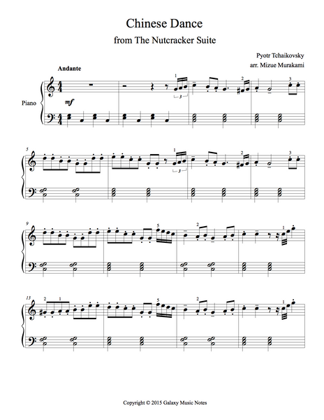 Chinese piano duet music sheet