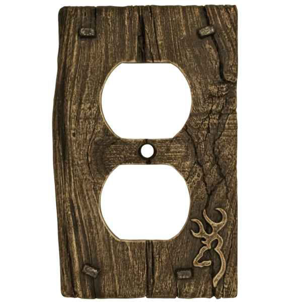 browning  duplex buckmark $ sign  plate tin this 99 browning rustic outlet browning 8 wall cover