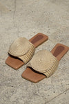 Sandalias Yute nautral beige destolanada plana playa