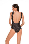 Saori entero transparencia negro flores body playa