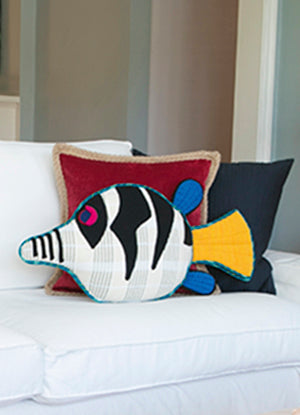 Handwoven Fish Pillow - Flash, the Sharpnosed Puffer Fish