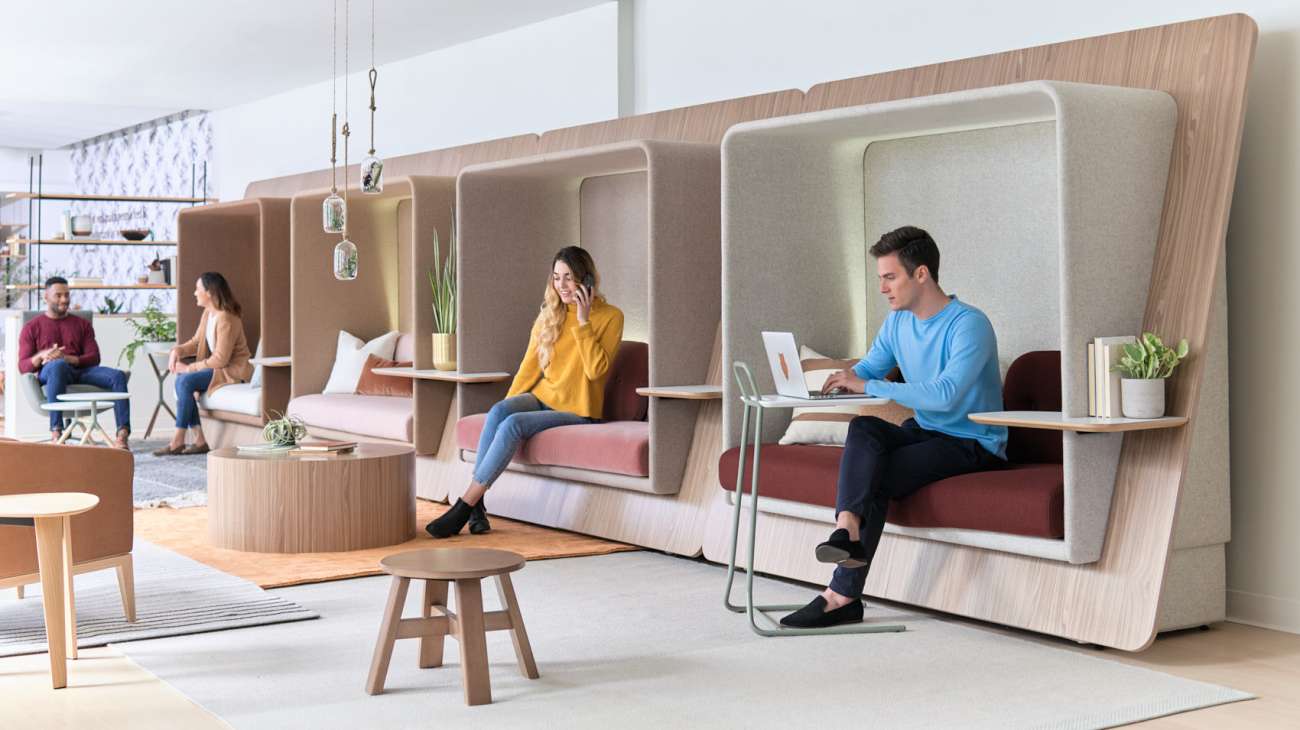 LeanTo are designed to reduce noise in open areas with sound absorbing textiles