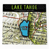 Lake Tahoe Enamel Pin and Charm on Custom Designed Card