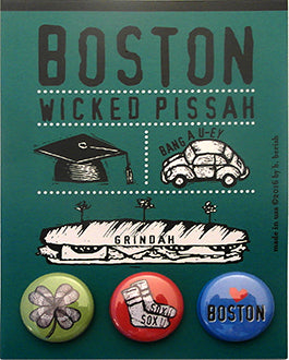 Boston, Wicked Pissah, Postcard Backed Button Card