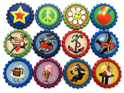 Smash Caps Flattened Bottle Caps with fun images