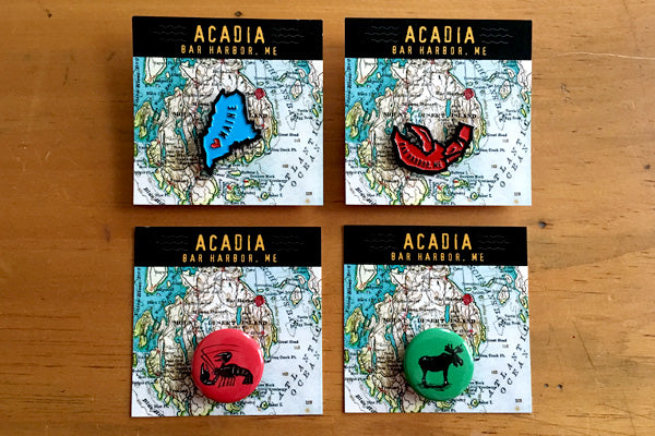 Custom Design Maine Themed Enamel Pins and Buttons