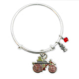 Custom Designed Enamel Vintage Horse Drawn Fire Pumper Charm Bracelet