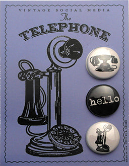 Telephone Vintage Social Media Button Card