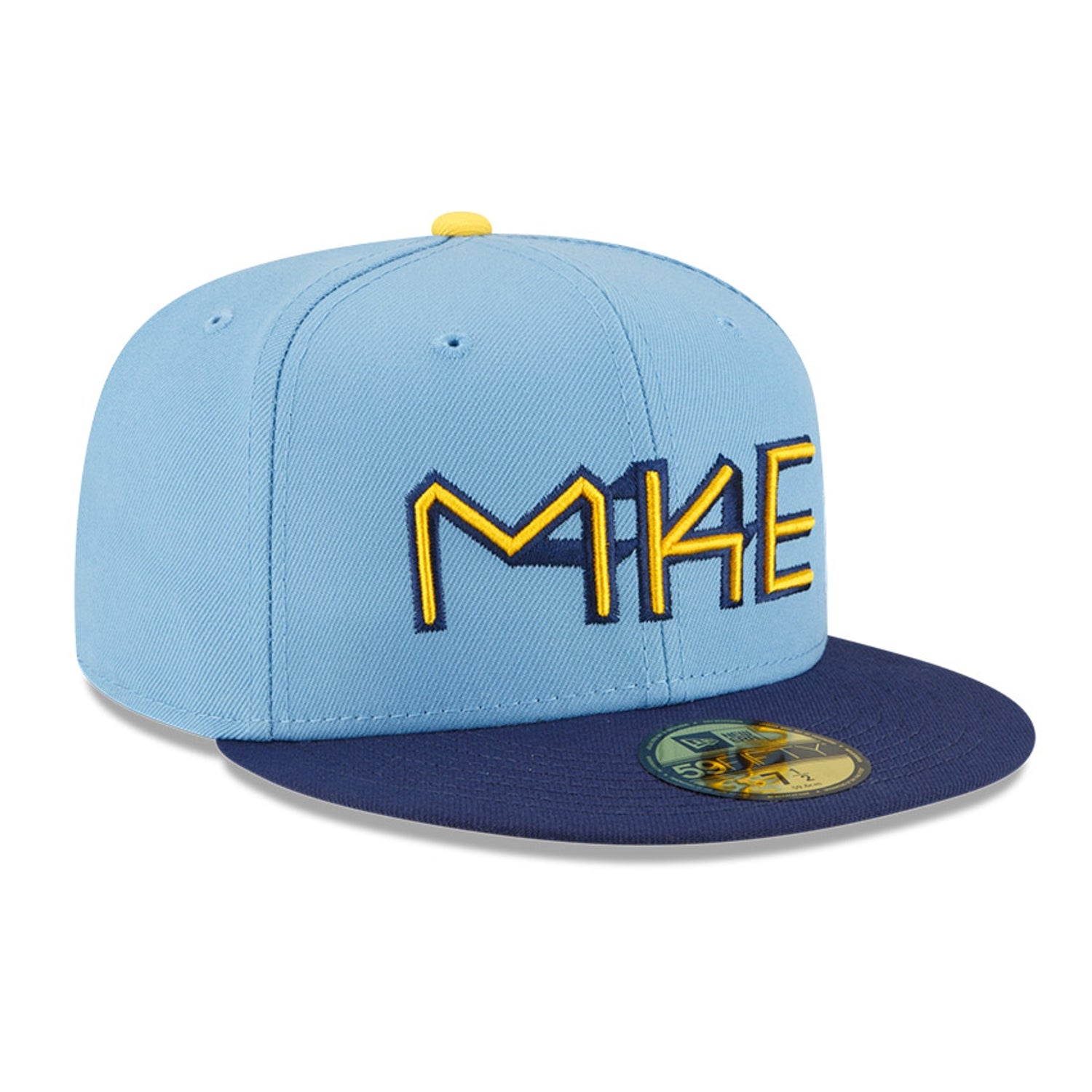 New Era 59FIFTY Milwaukee Brewers Alternate Authentic Collection On-Field Fitted Hat Navy Yellow