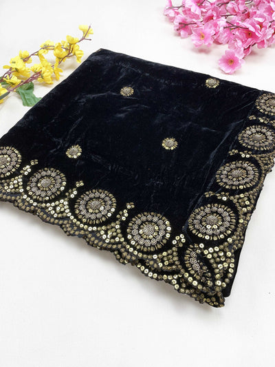 mulberry Sequence Work Embroidered Velvet Dupatta