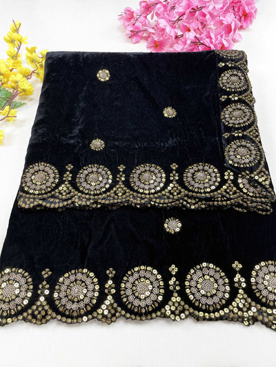 mulberry Sequence Work Embroidered Velvet Dupatta